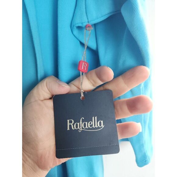 NWT Rafaella Women Aqua Blue w/Silver Studs 100% Cotton Open Cardigan size 3X - Picture 8 of 9